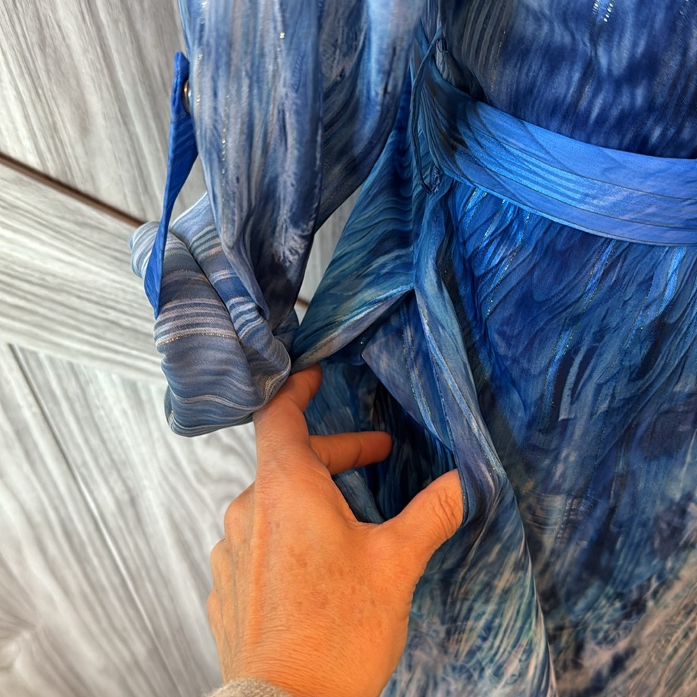 Gorgeous flowy vivid blue Tahari midi dress with pockets - Like new XS - Picture 12 of 15